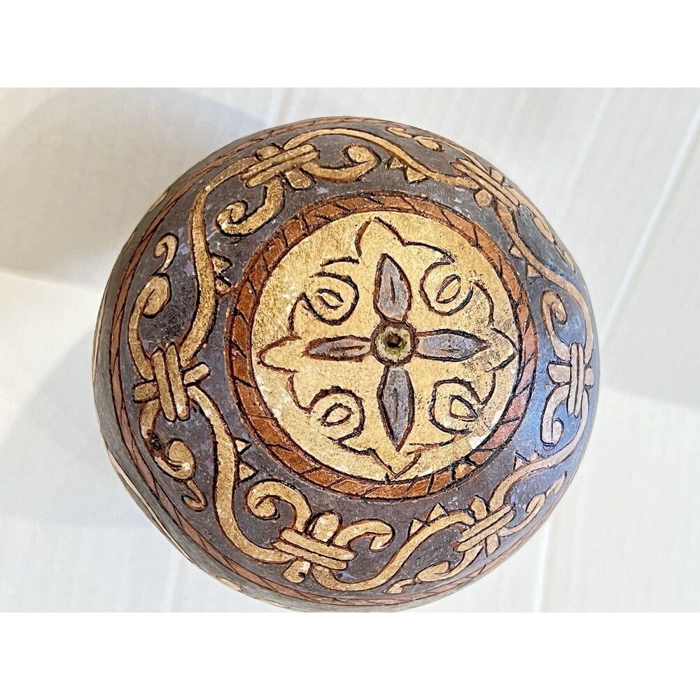 Vintage Antique Ceremonial Decor Pottery Ceramic Ball Asia Middle East 4.5” Dia - Picture 7 of 16